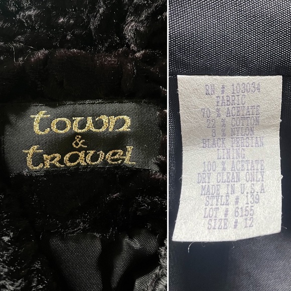 Vintage Town and Travel Furry Fuzzy Coat Jacket Textured Pattern Shoulder Pads L - Picture 9 of 9